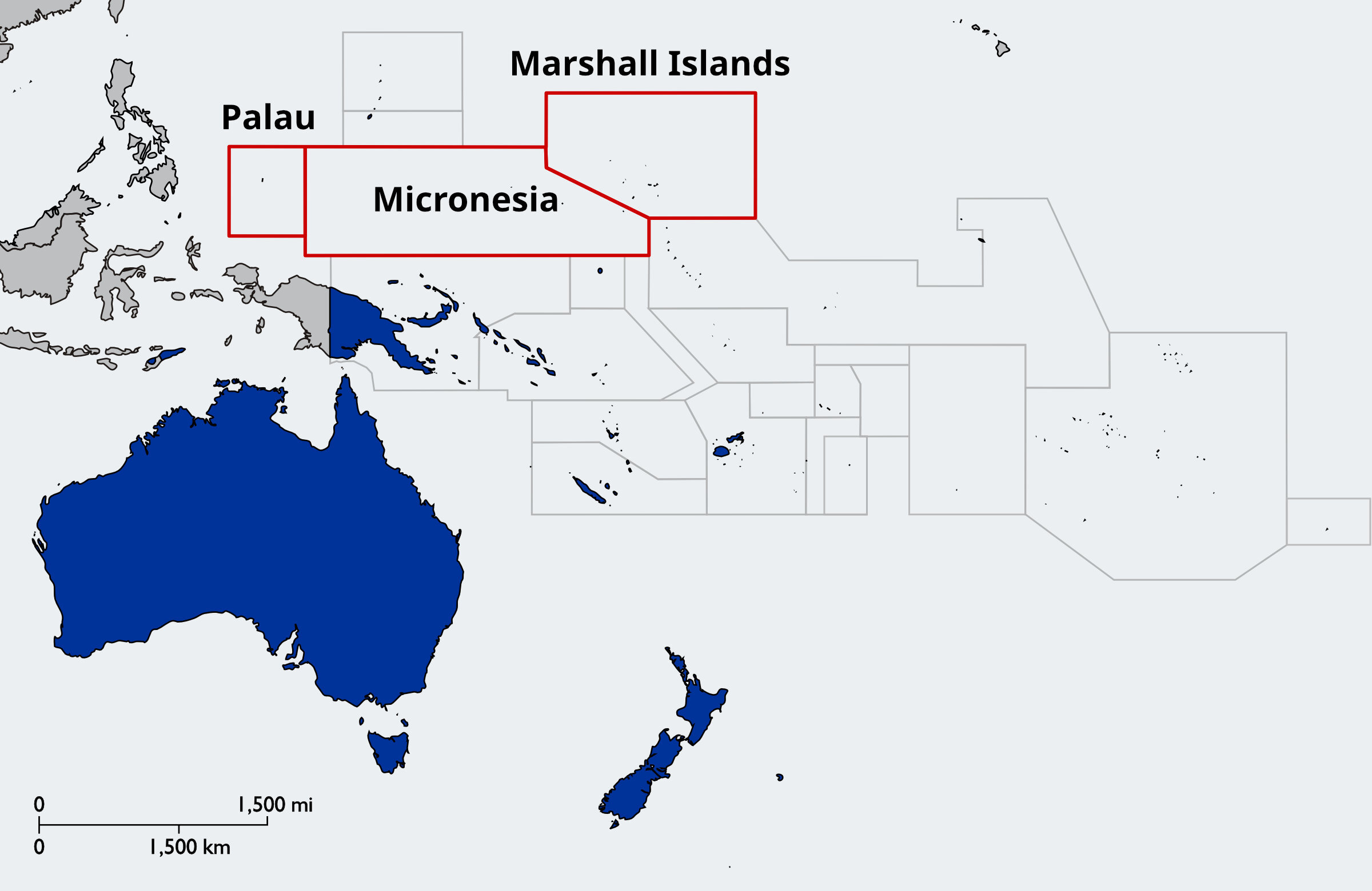 Pacific Islands Forum Palau Micronesia Marshall Islands COFAs Diplomat graphic